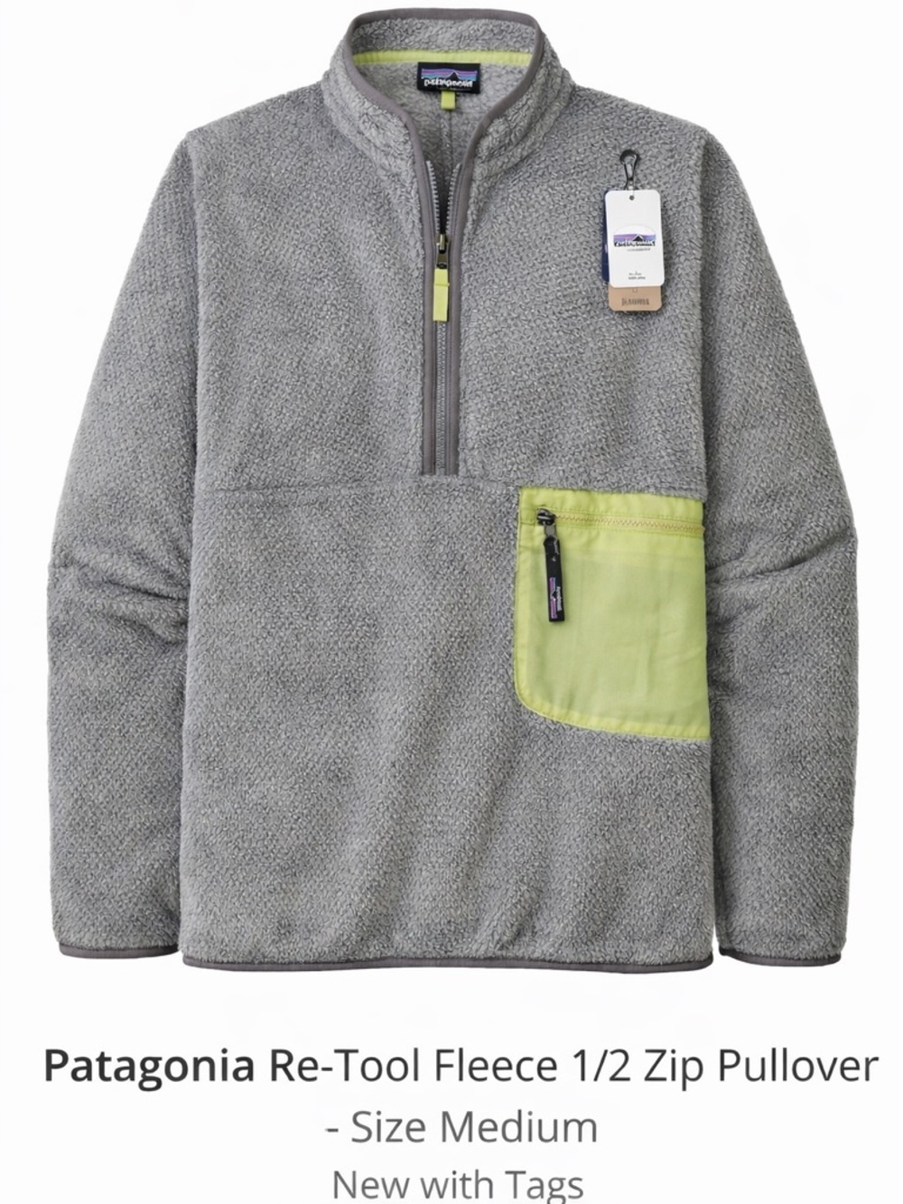 Patagonia Re-Tool Fleece Pullover Medium Gray 1/2 Zip Snap-T Style Women’s NWT